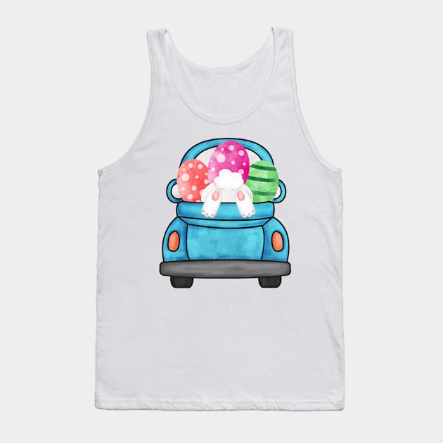 Easter Truck Bunny Eggs Tank Top by lunamoonart